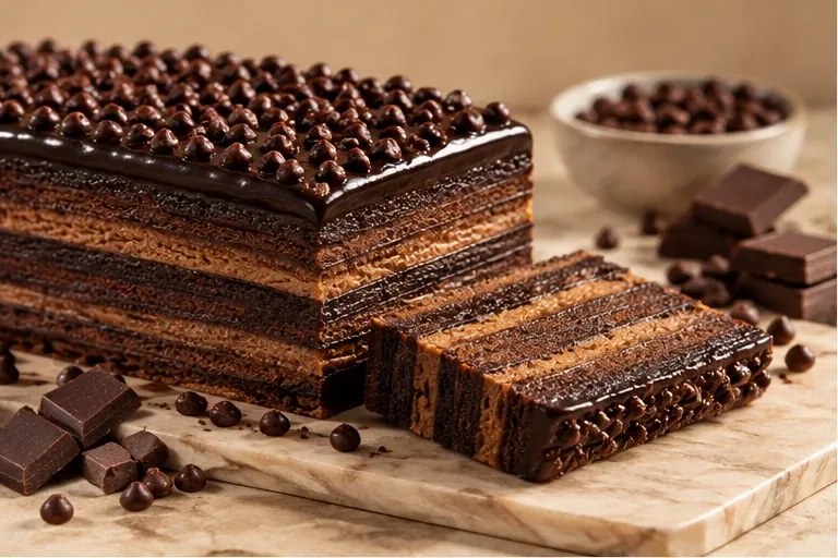 Ilustrasi konsep foto kue lapis chocolate