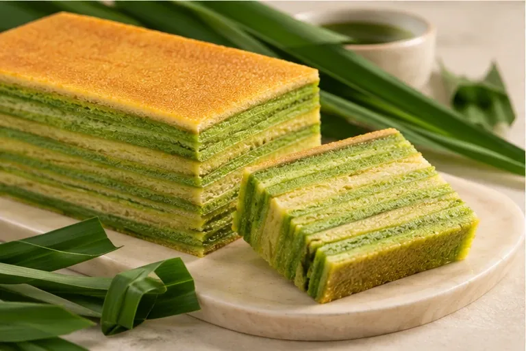 Ilustrasi konsep foto kue lapis pandan